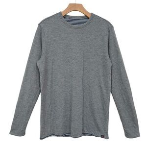 Faherty Tee Mens Small Gray Cloud Reversible Crew Neck Long Sleeve Cotton Blend